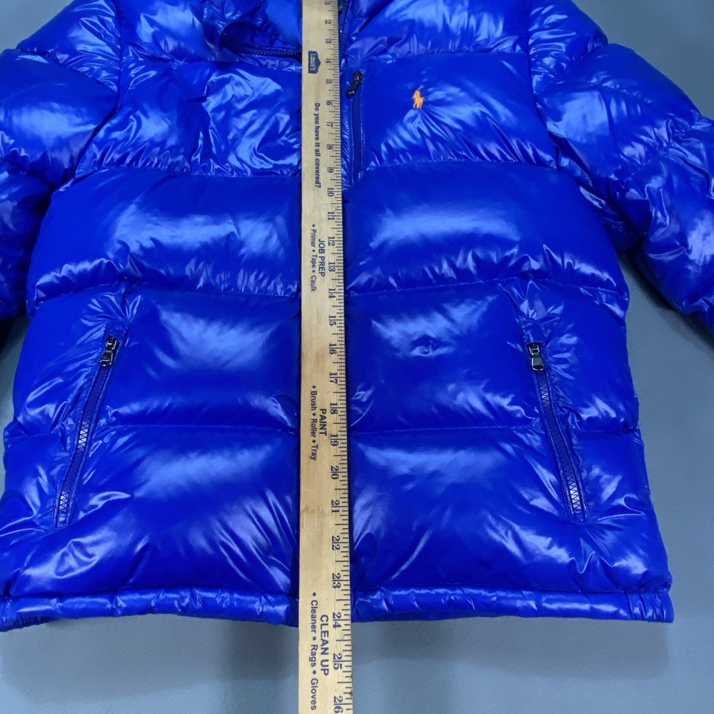 Polo Ralph Lauren Youth XL 18-20 Blue Puffer Coat Jacket White Duck Down - Picture 3 of 10